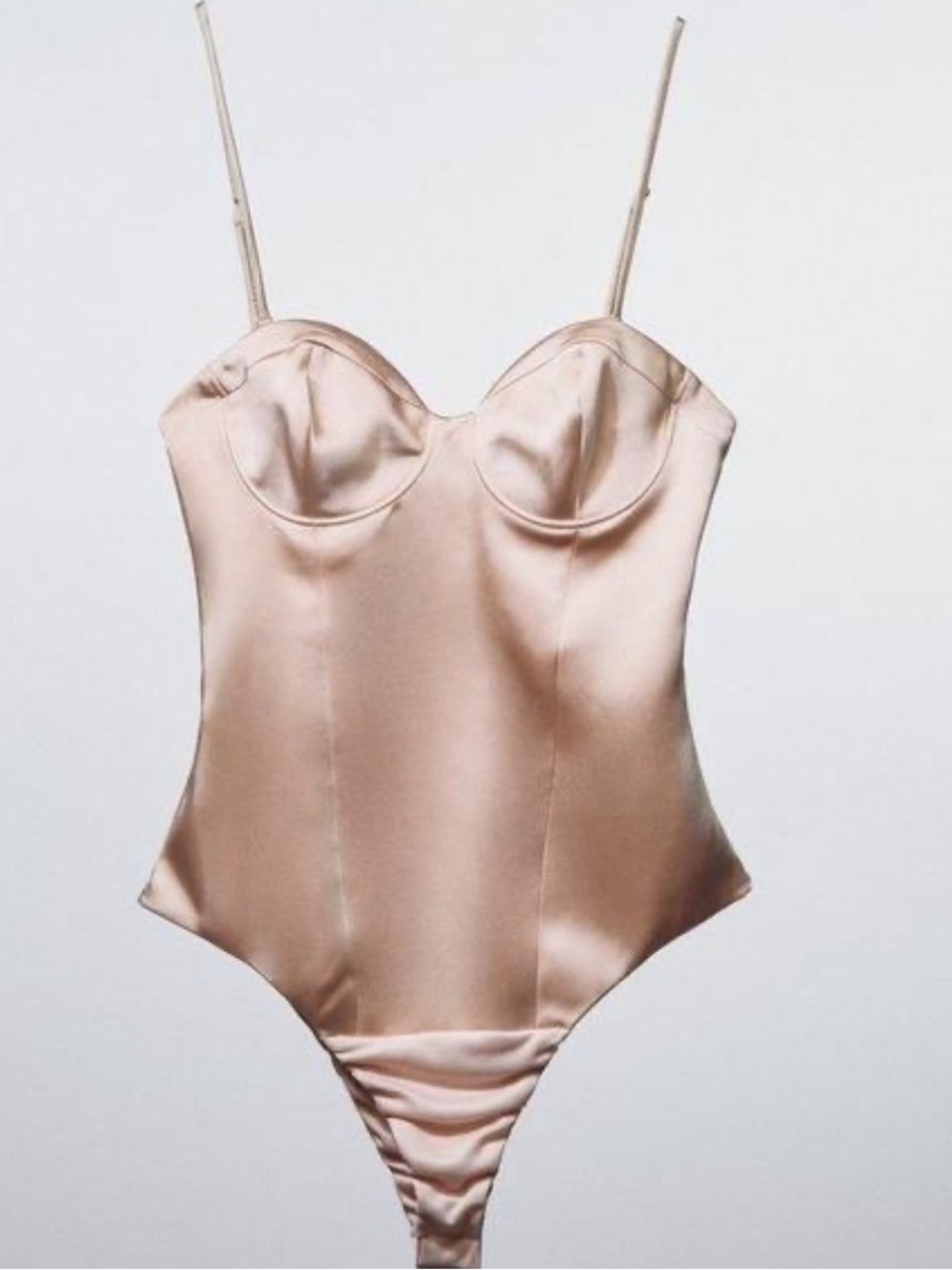 Zara Satin Bustier Bodysuit in Nude